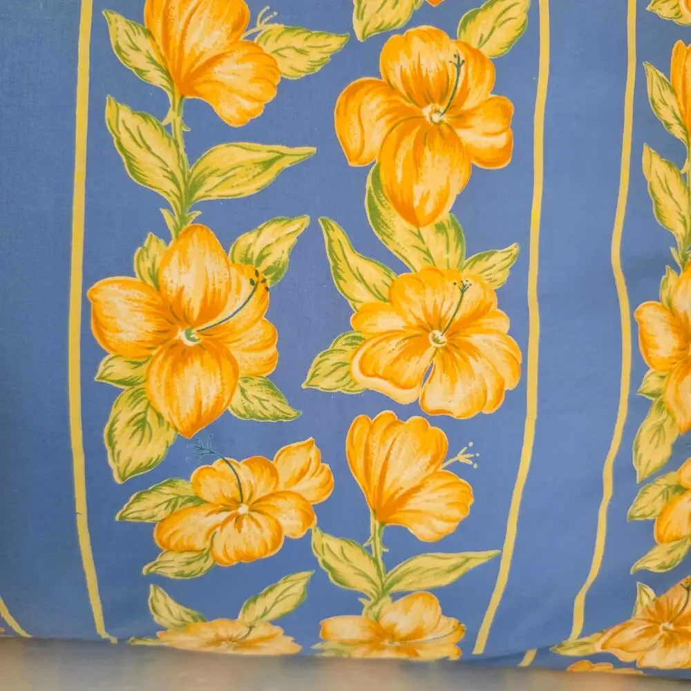 Vintage April Cornell Pillow Cover Insert Blue Yellow Fish Floral Cottagecore